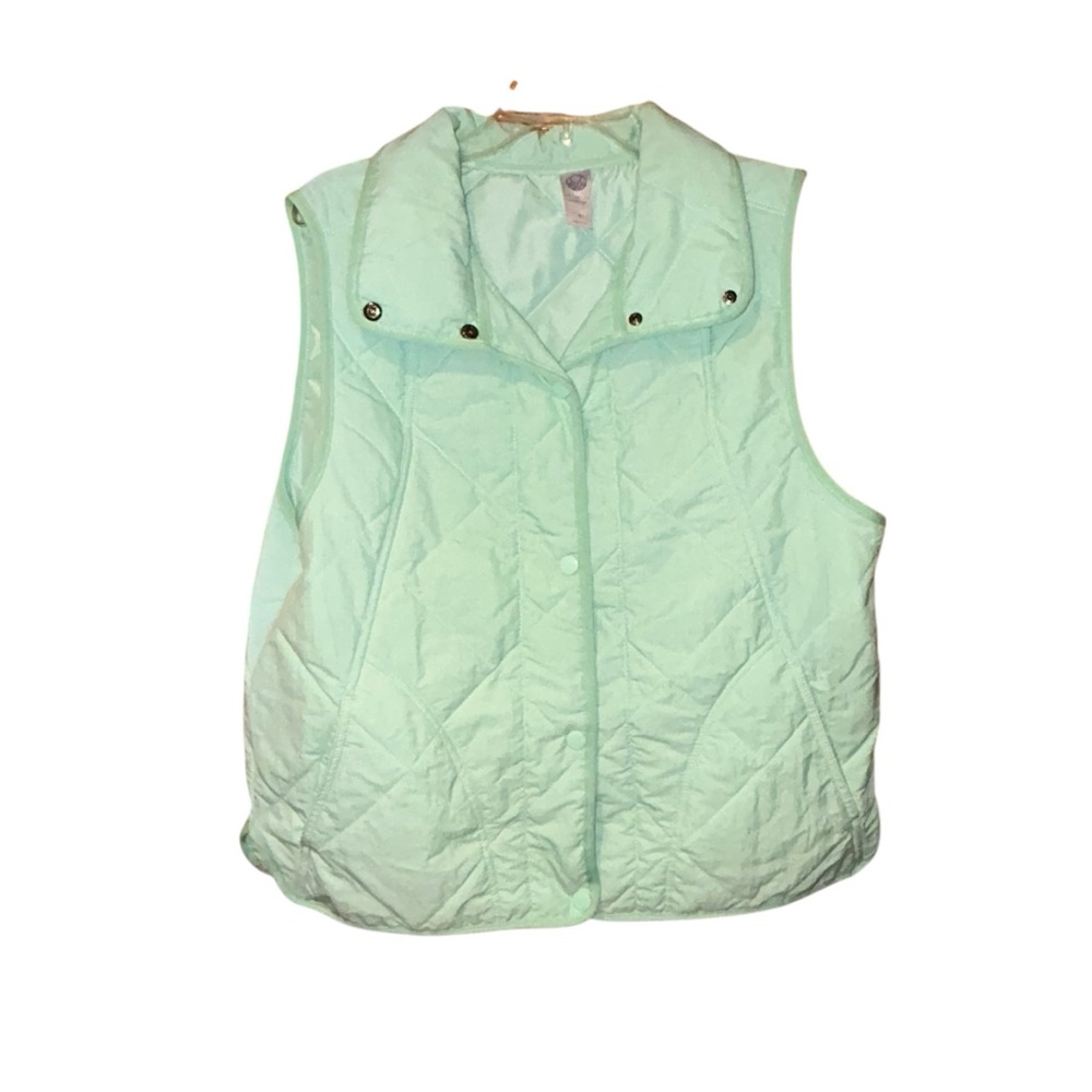 Te Verde Womens Quilted Puffer Vest Mint Green‎ Medium Snap Front Lightweight